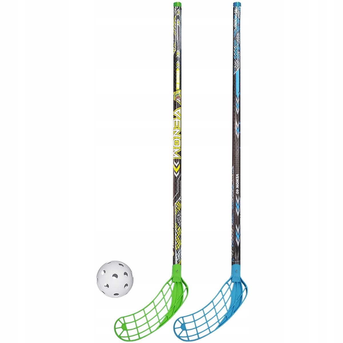 Zestaw do Unihokeja Venom 2 kije 90 cm (niebieski zielony) piłka Enero