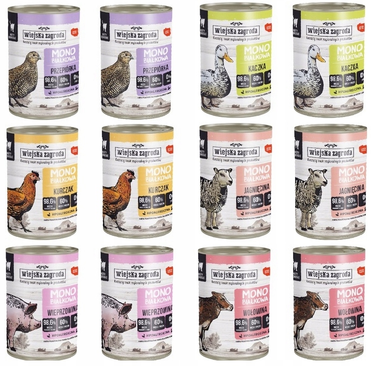 Wiejska Zagroda mokra karma dla Kota Monoproteinowa Mix 12 x 400g