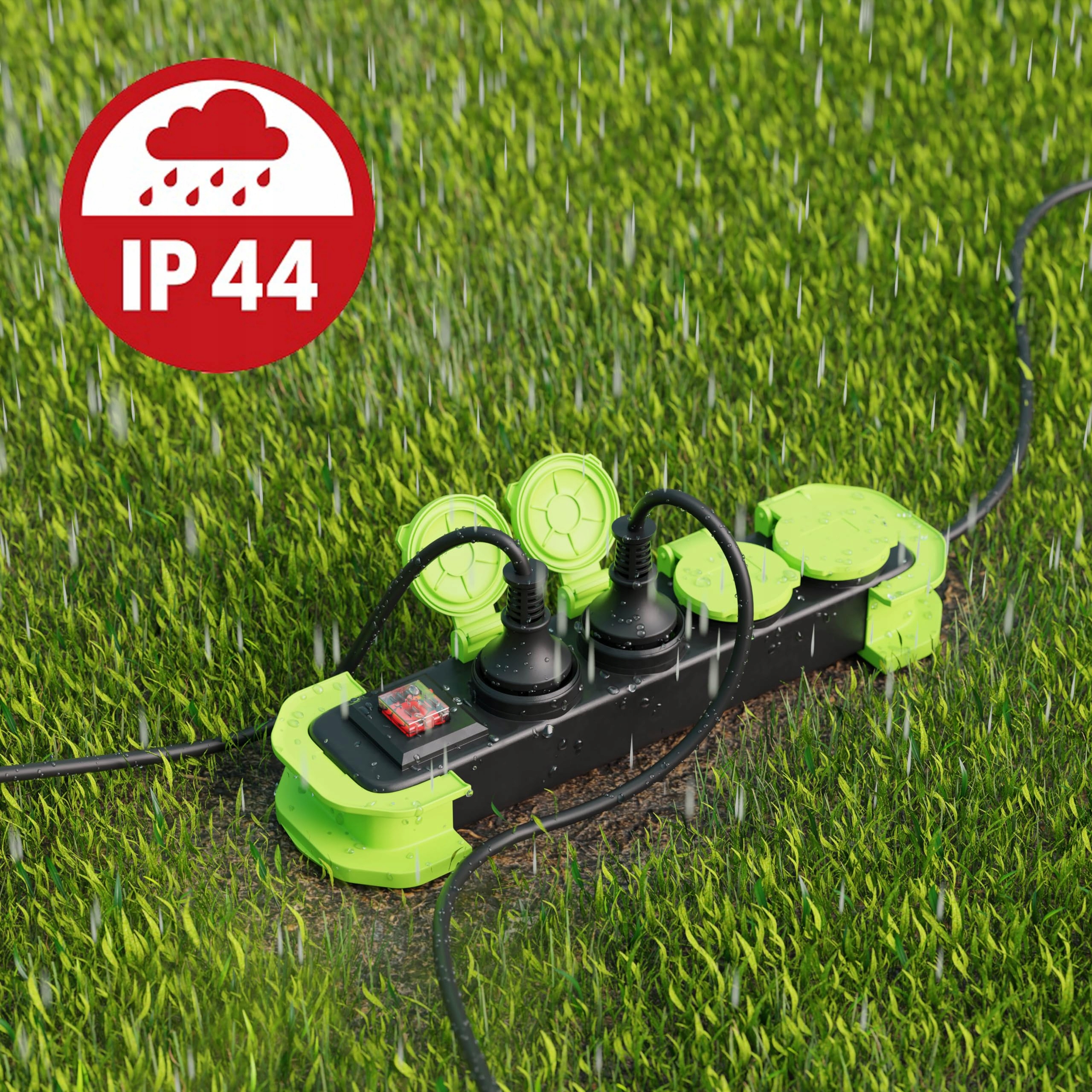 MUTECPower Listwa Zasilająca 4-Gniazda Zewnętrzna IP44 z Przełącznikiem — miniatura 3