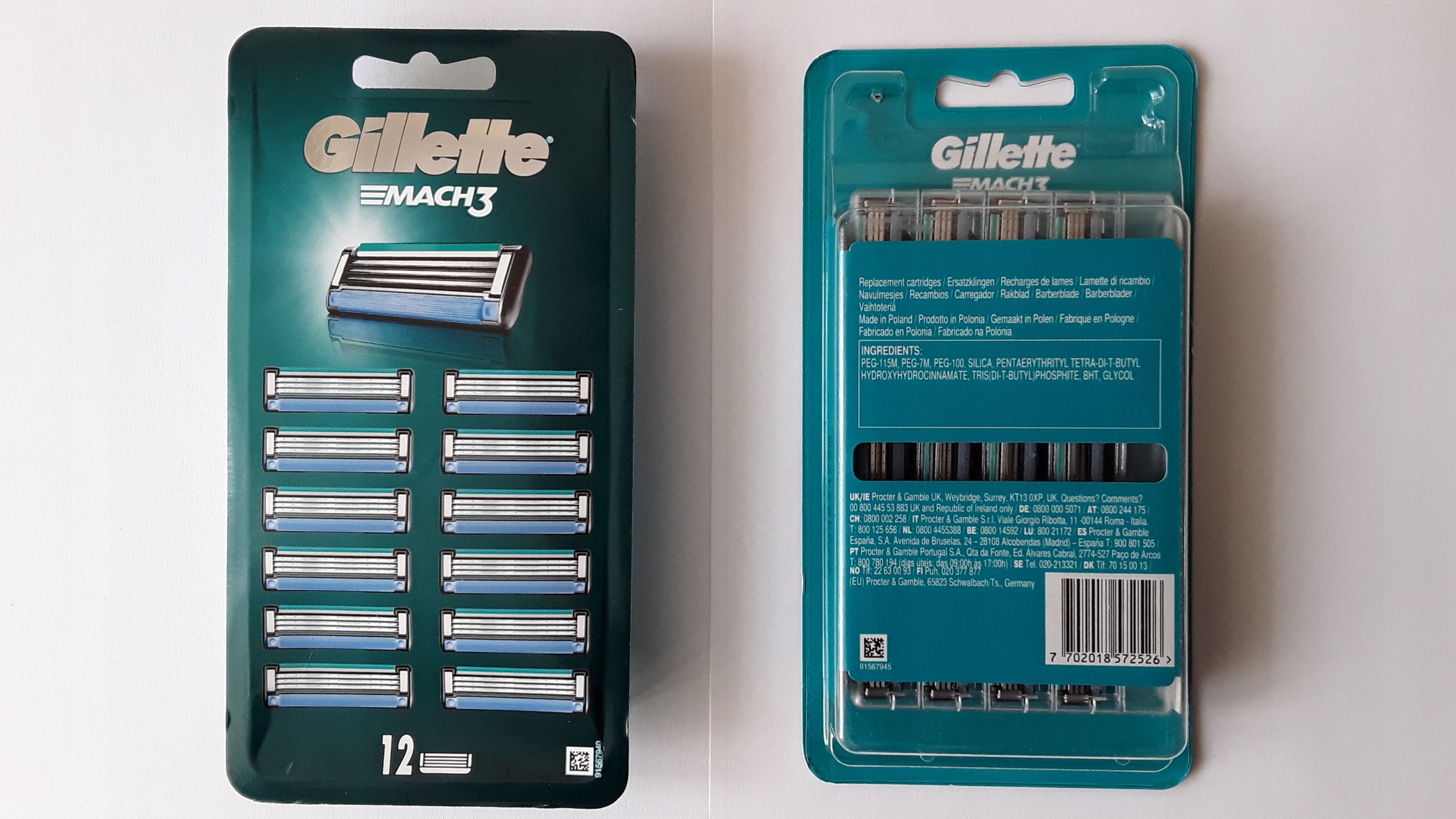 Gillette Mach 3 čepele náplně 12 ks import Uk