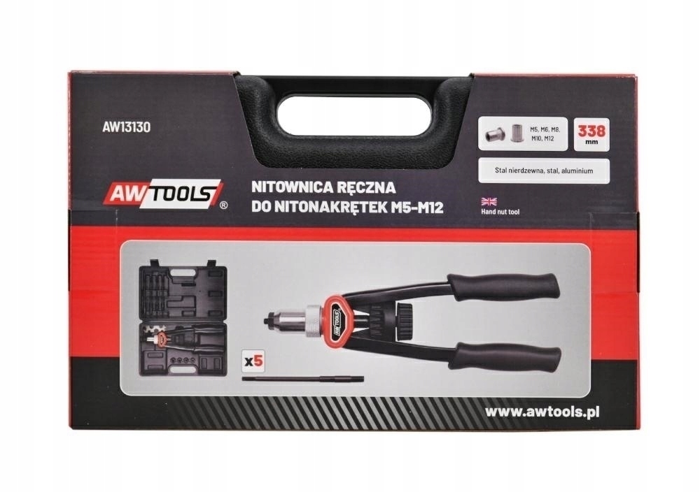 AWTOOLS NITOWNICA DO NITONAKRĘTEK M5-12 AW13130 Zasilanie ręczne