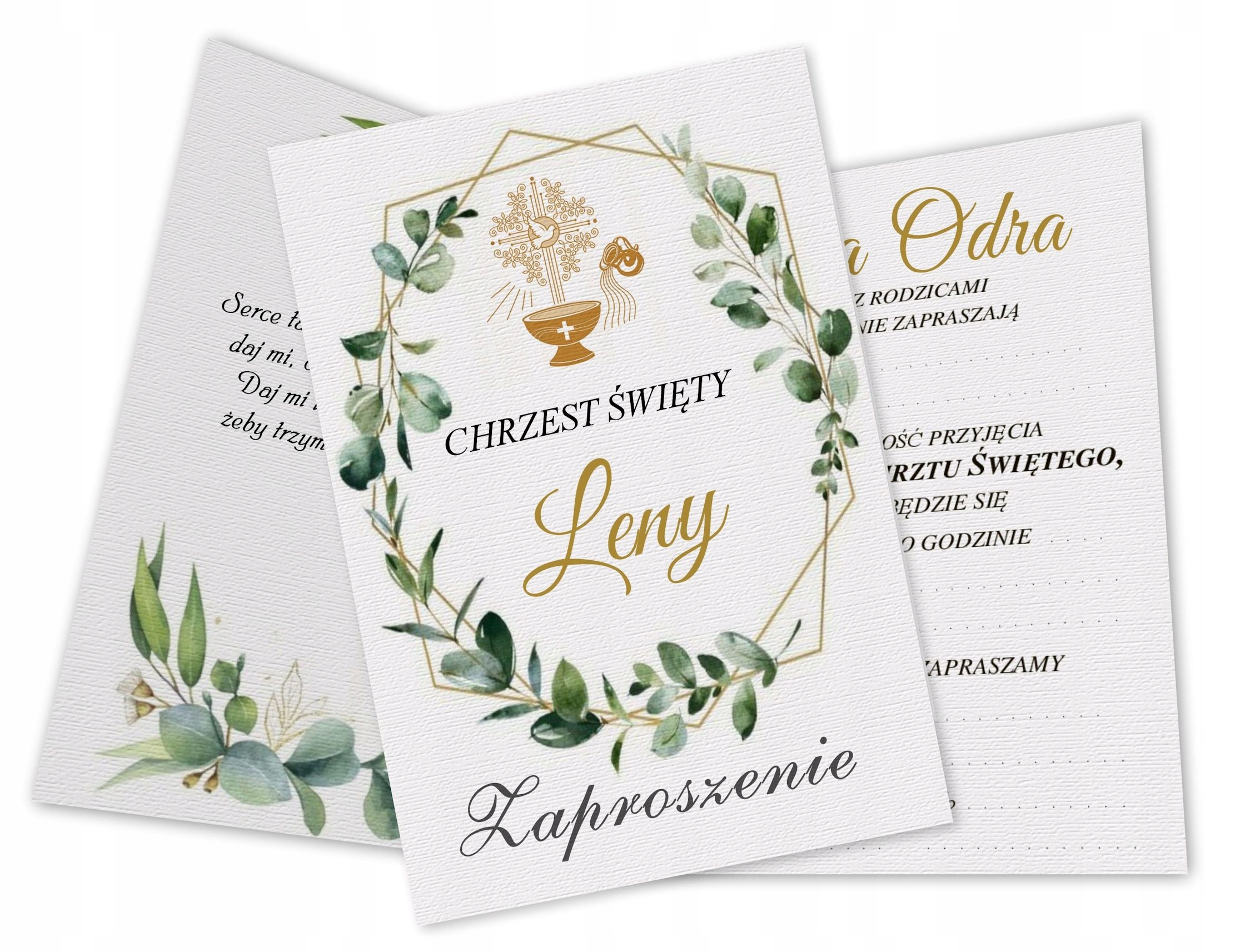 Zaproszenia na Chrzest święty + imię + koperta Marka inna