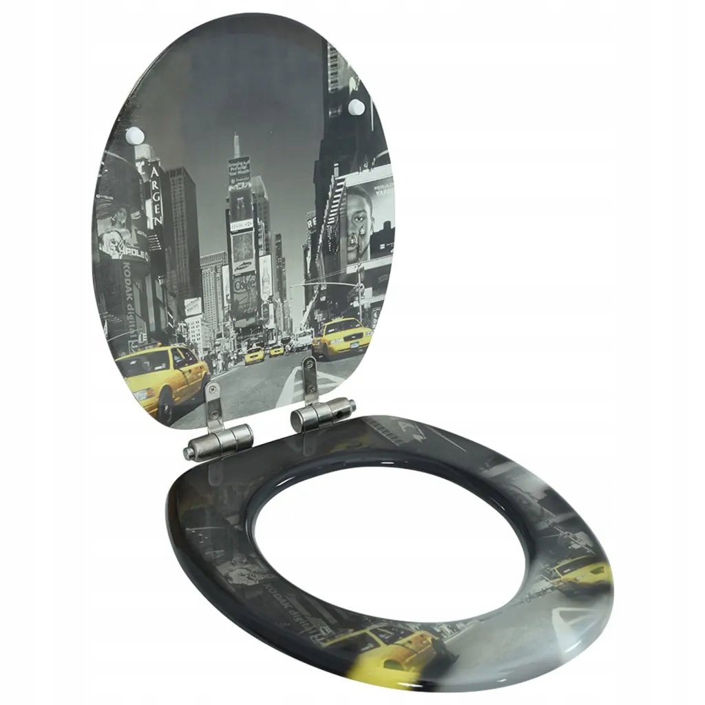 Petrashop Wc sedátko s funkcí pomalého sklápění Mdf motiv New Yorku Šedá 1