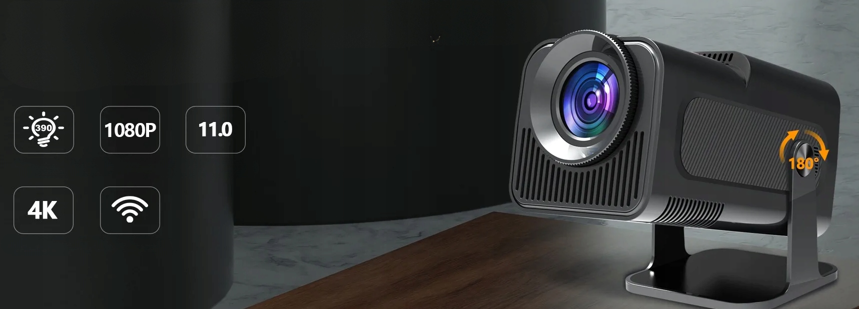 PROJEKTOR RZUTNIK 4K ANDROID LED WIFI MINI PRZENOŚNY FULL HD +SMART TV 2024 Marka inna