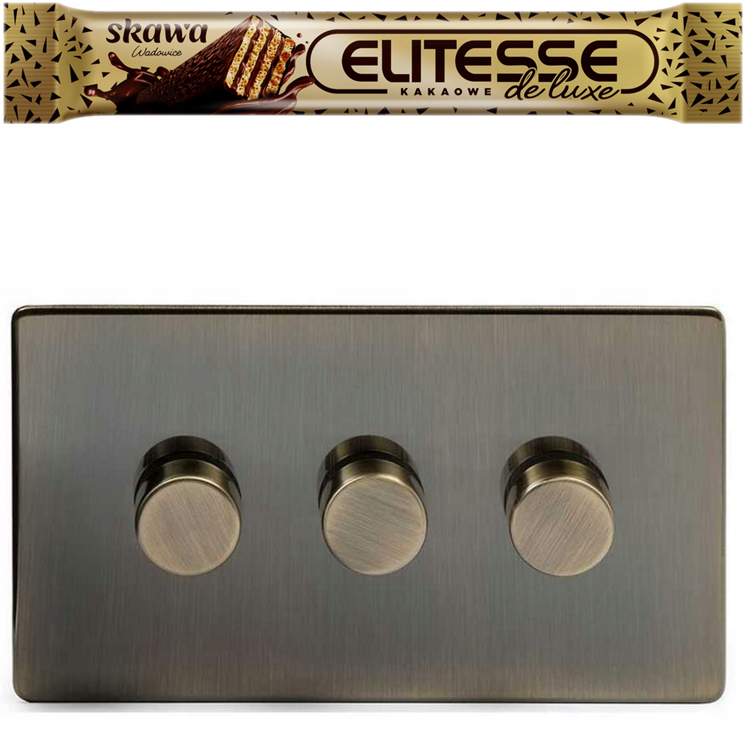 Trojitý stmívač 3 Zlatý kartáčovaný 400W Lesk Nový Vintage Unikát