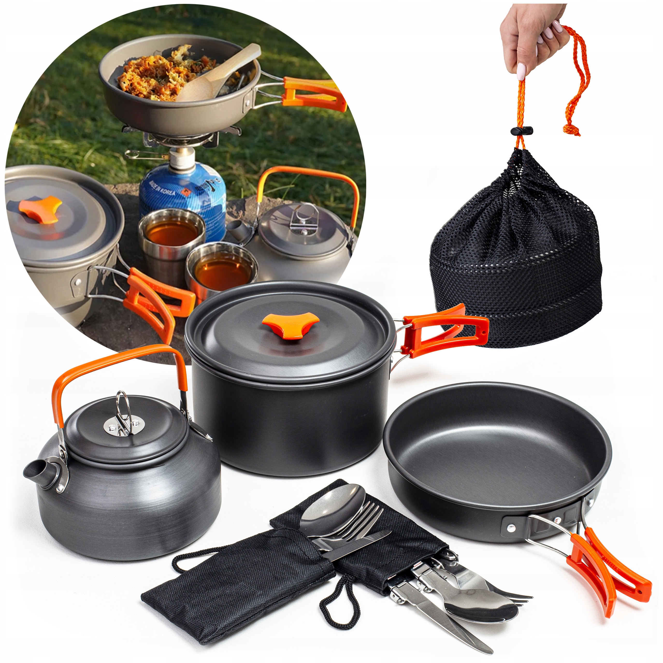 ZESTAW NACZYŃ GARNKÓW TURYSTYCZNYCH KEMPINGOWYCH DO BIWAKOWANIA SURVIVAL EAN (GTIN) 5903657316911