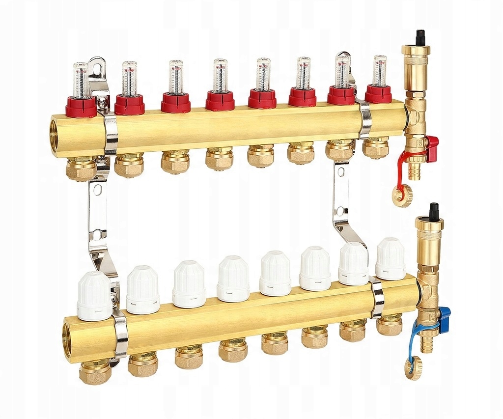 Rozdělovač 8 Okruhů Podlahového Vytápění Pro Mosazné Spojky Podlahové Krytiny