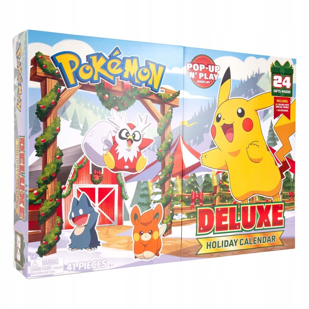 Адвент-календарь Pokemon Deluxe Holiday 2025, 20 фигурок и 4 аксессуара