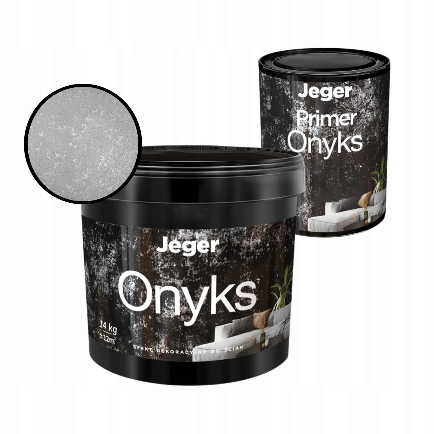 Zestaw Dekoracyjny Ścienny Metalizujące Wżery Onyks Srebrny Primer Onyks