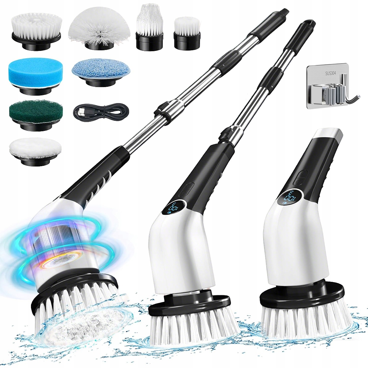 Bezdrátová Elektrická Teleskopická Rotační Kartáčka Mop Turbomop 8v1