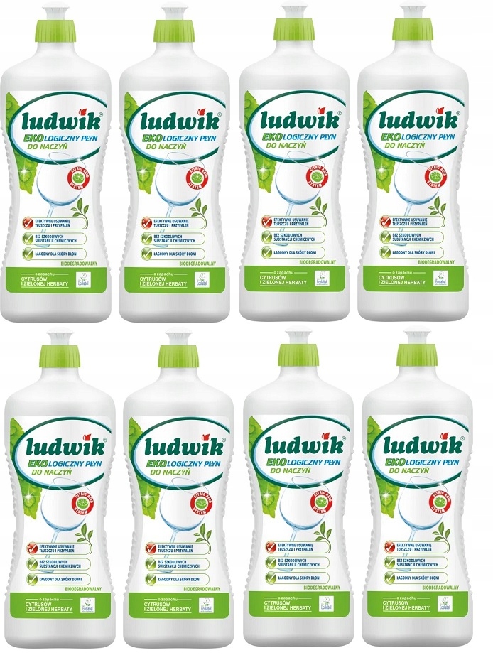 8xLUDWIK Tekutý prostředek na mytí nádobí 900 ml Ekologický