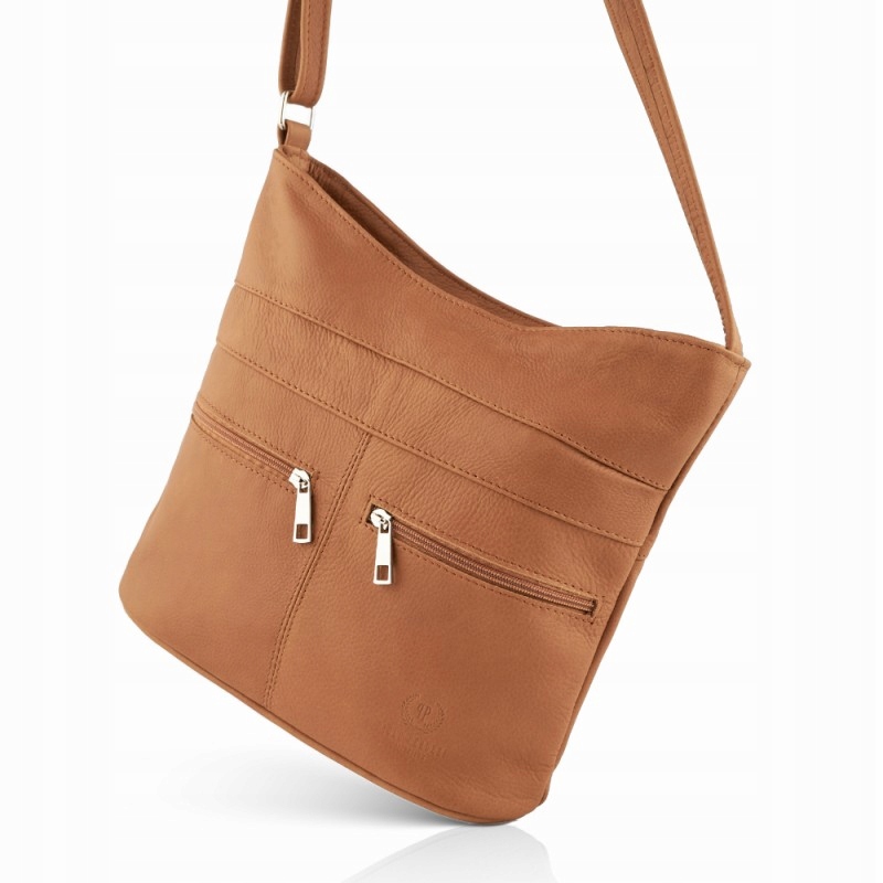 Dámská kožená kabelka přes rameno koňaková Paolo Peruzzi