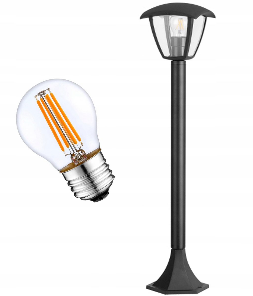 

Lampa Ogrodowa Zewnętrzn Stojąca Słupek Czarny Led