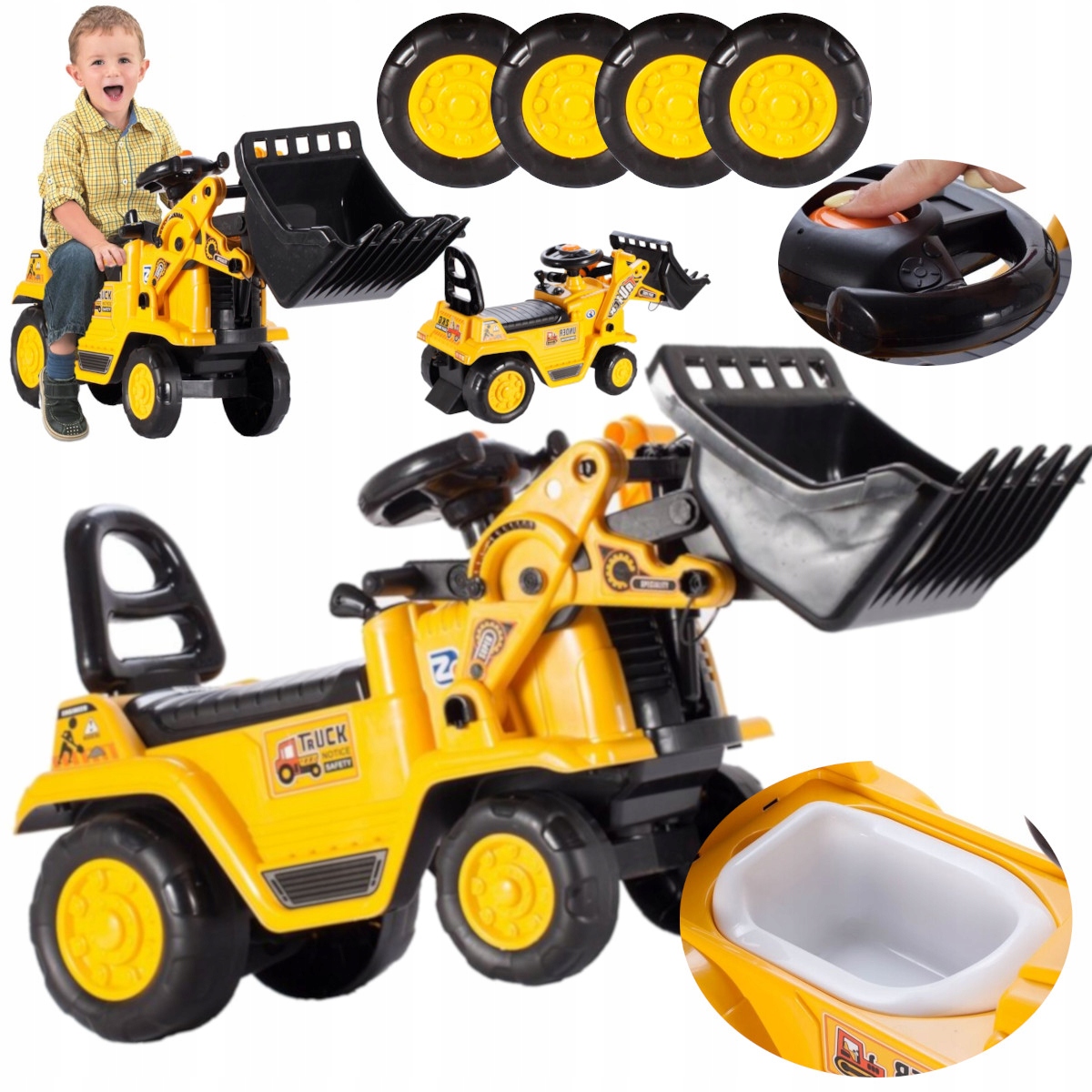 Jeździk Samochód Koparka Spychacz z Nocnikiem pod Siedzeniem Buldożer XXL