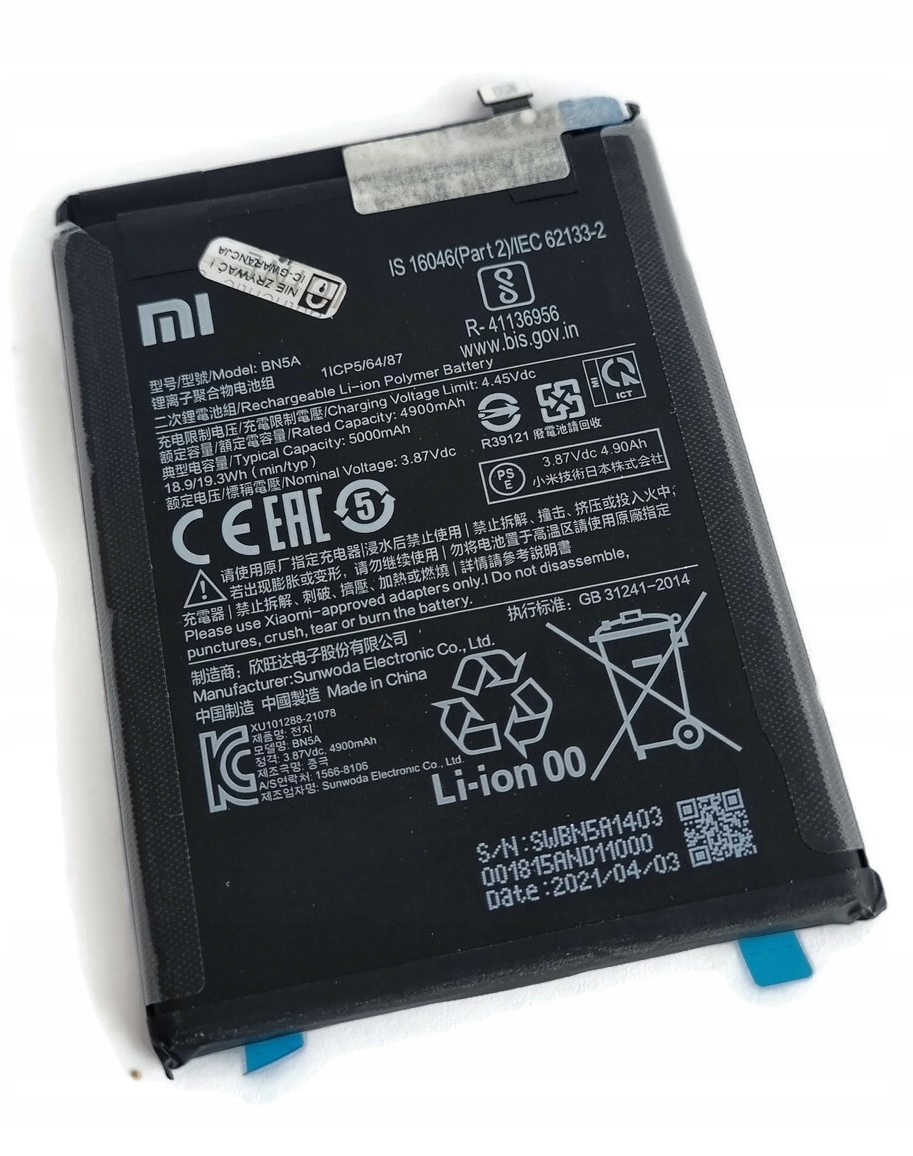 Org Nowa bateria BN5A do Xiaomi Redmi Note 10 5G Redmi 10 Poco M3 Pro