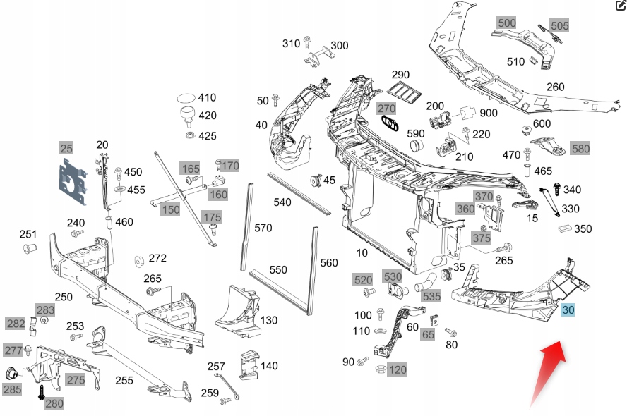 Levý rám lampy Mercedes Gle C292 A2926200100
