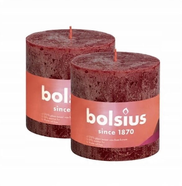 

Bolsius Rustic Shine Świeca pieńkowa czerwień 1szt