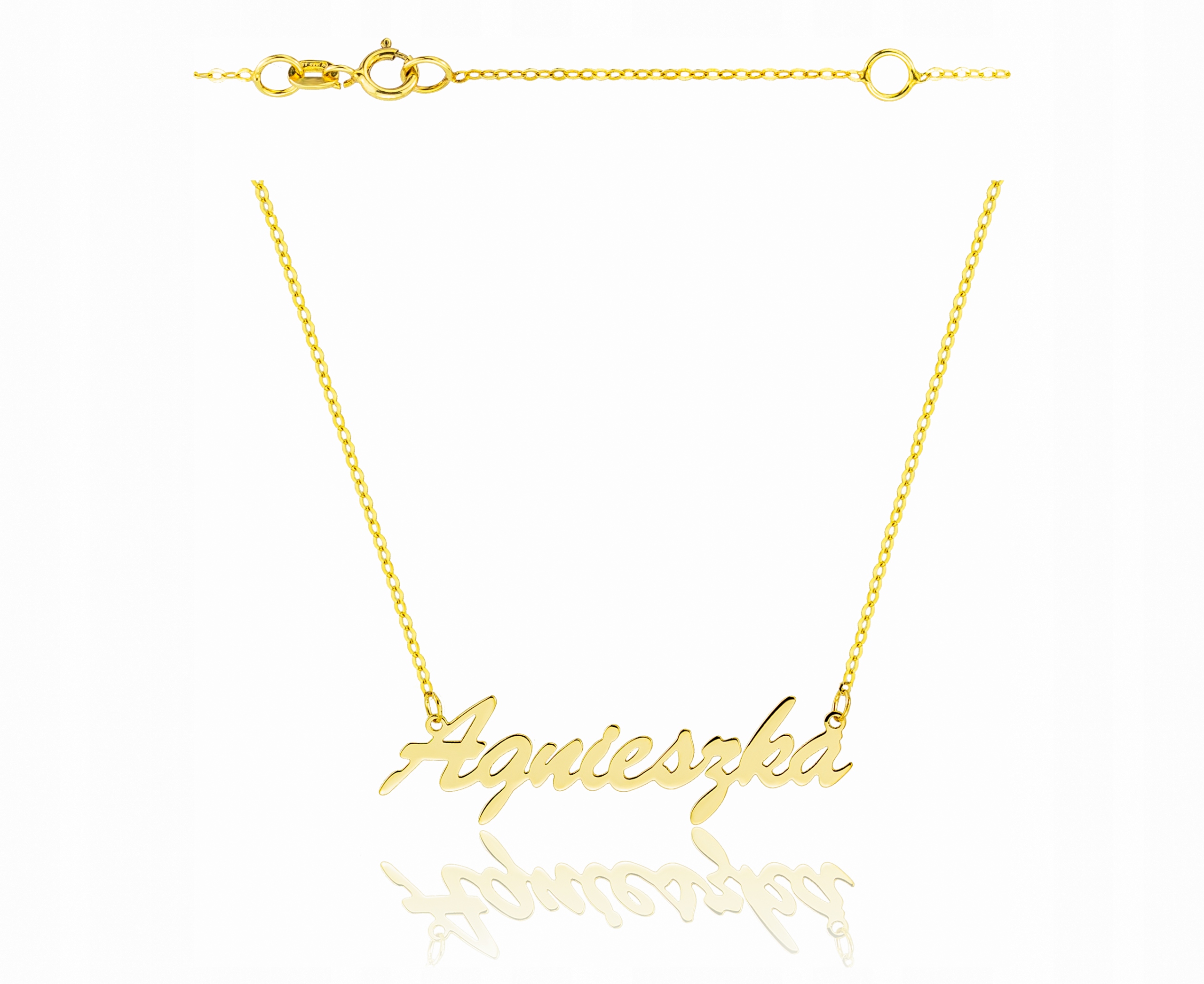 Zlatý náhrdelník 0,585 s jménem Agnieszka +gravírování
