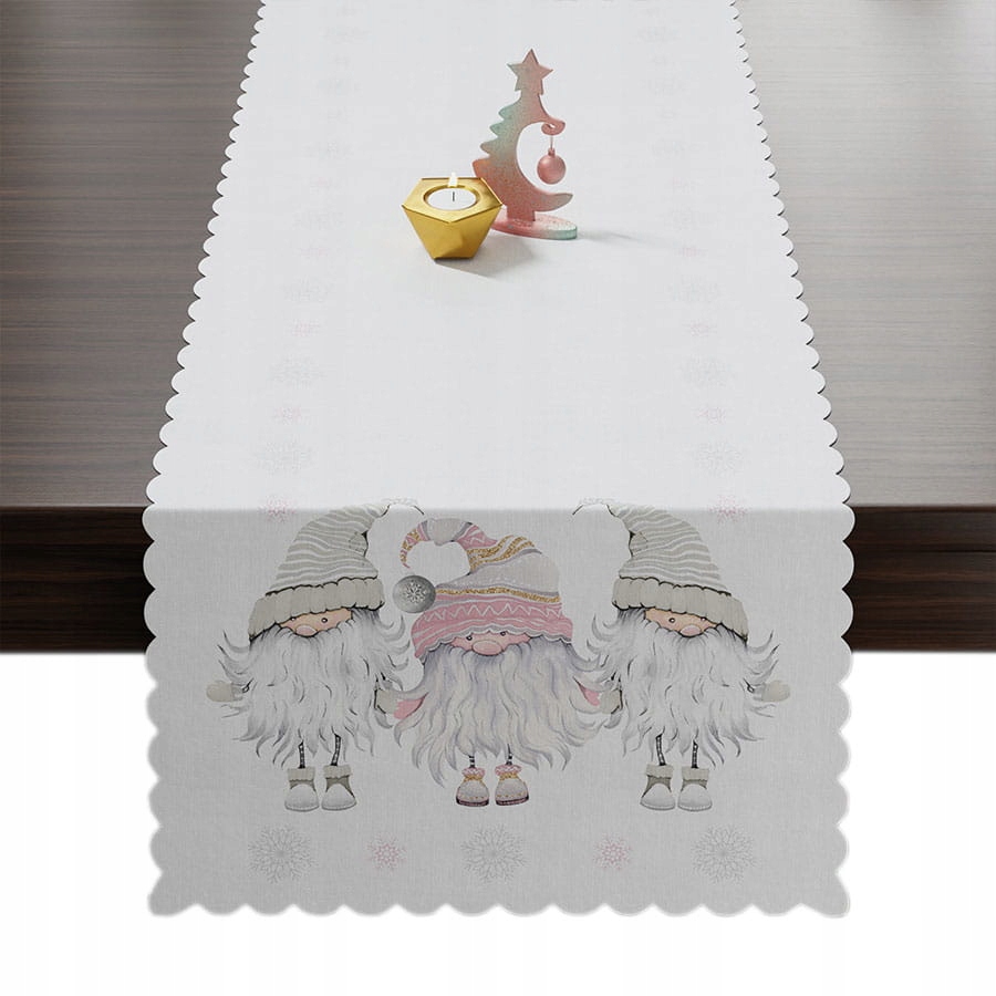 

Bieżnik Świąteczny 38x140 Krasnale Gnomy Róż