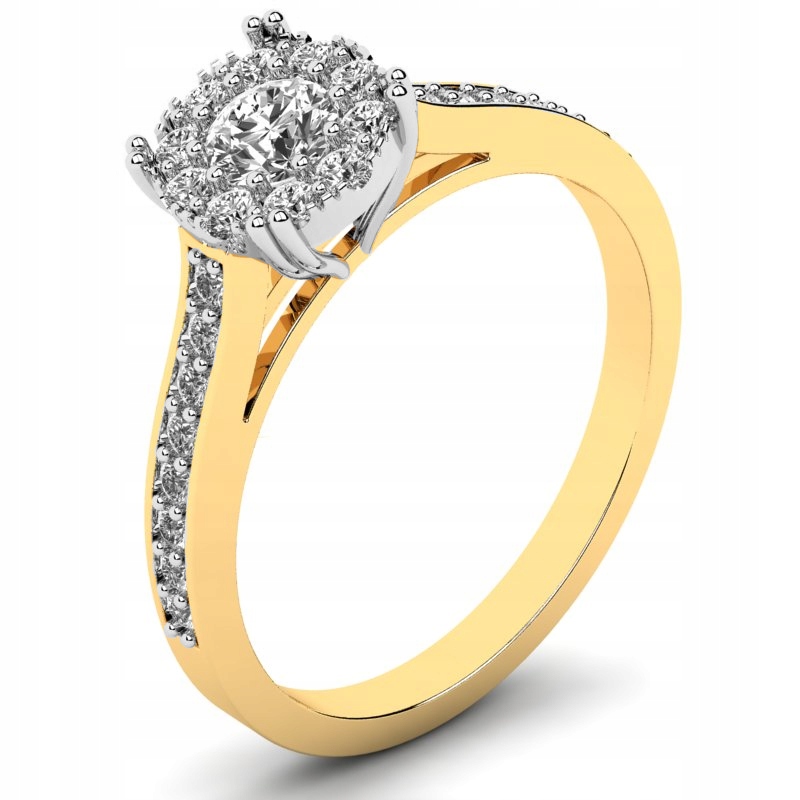 

Pierścionek Złoty Z Białym Topazem I Brylantami