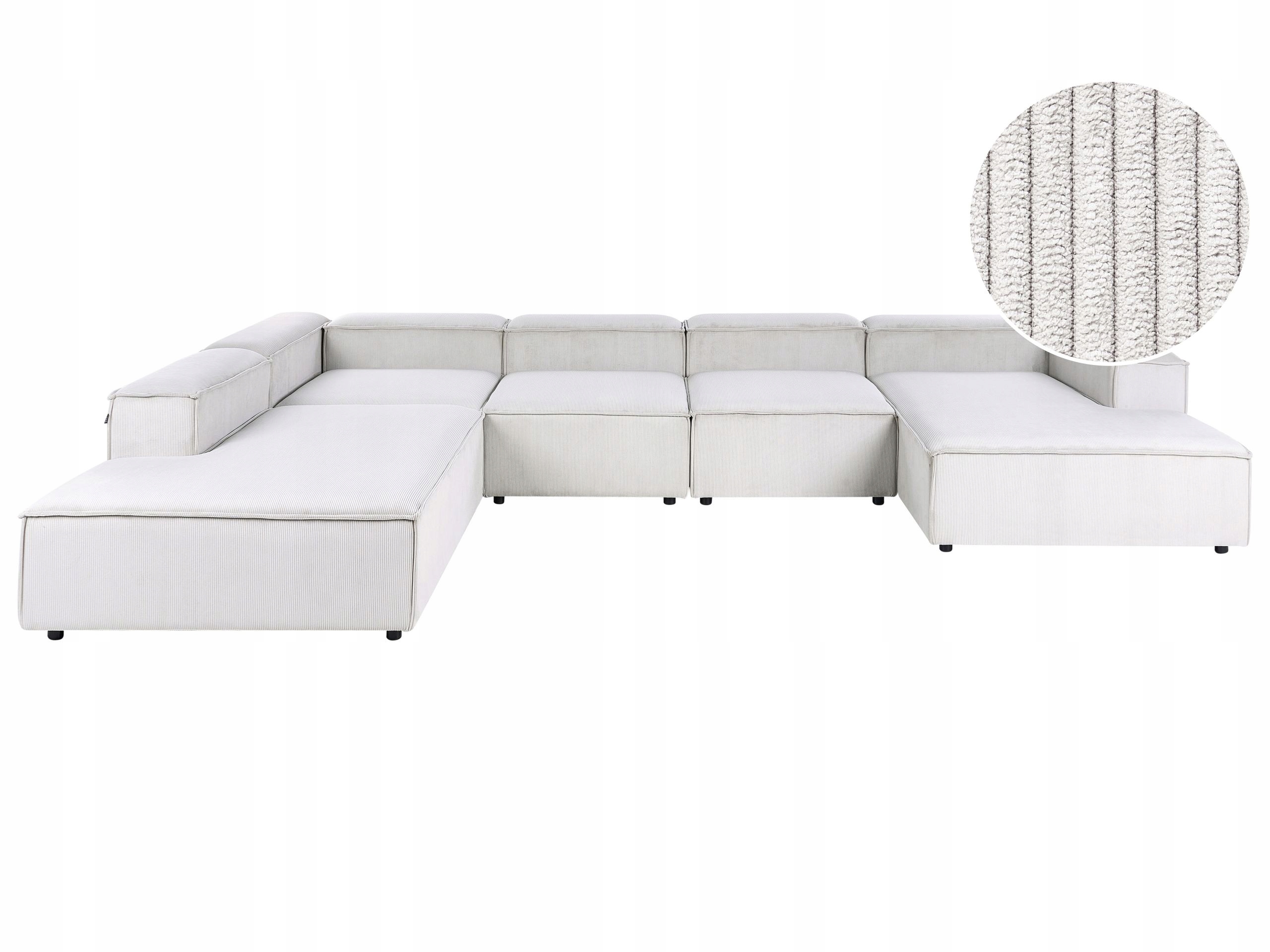 Sofa modułowa prawa 5-osobowa sztruks złamana biel