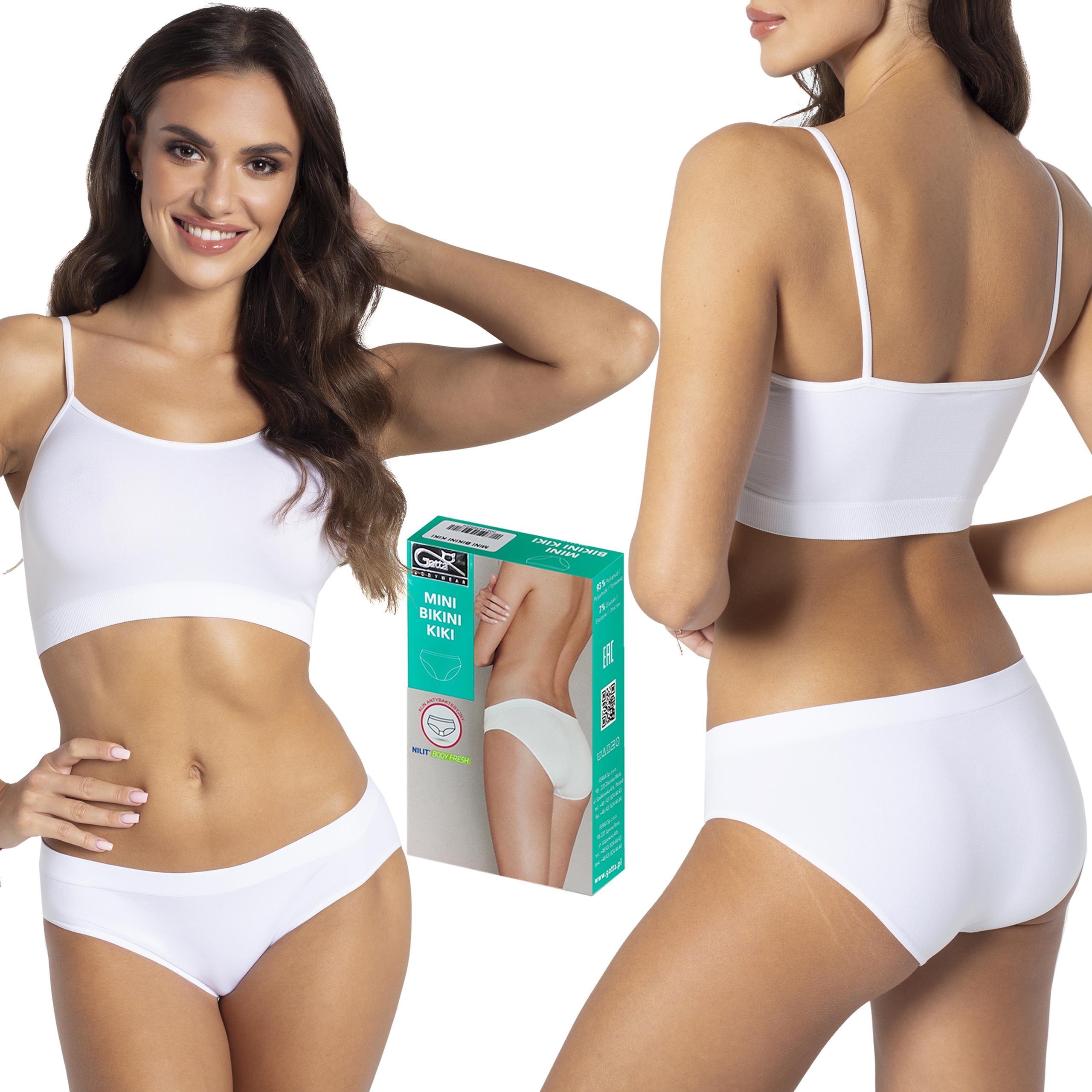 

Figi Gatta Kiki Mini Bikini bezszwowe, białe, M