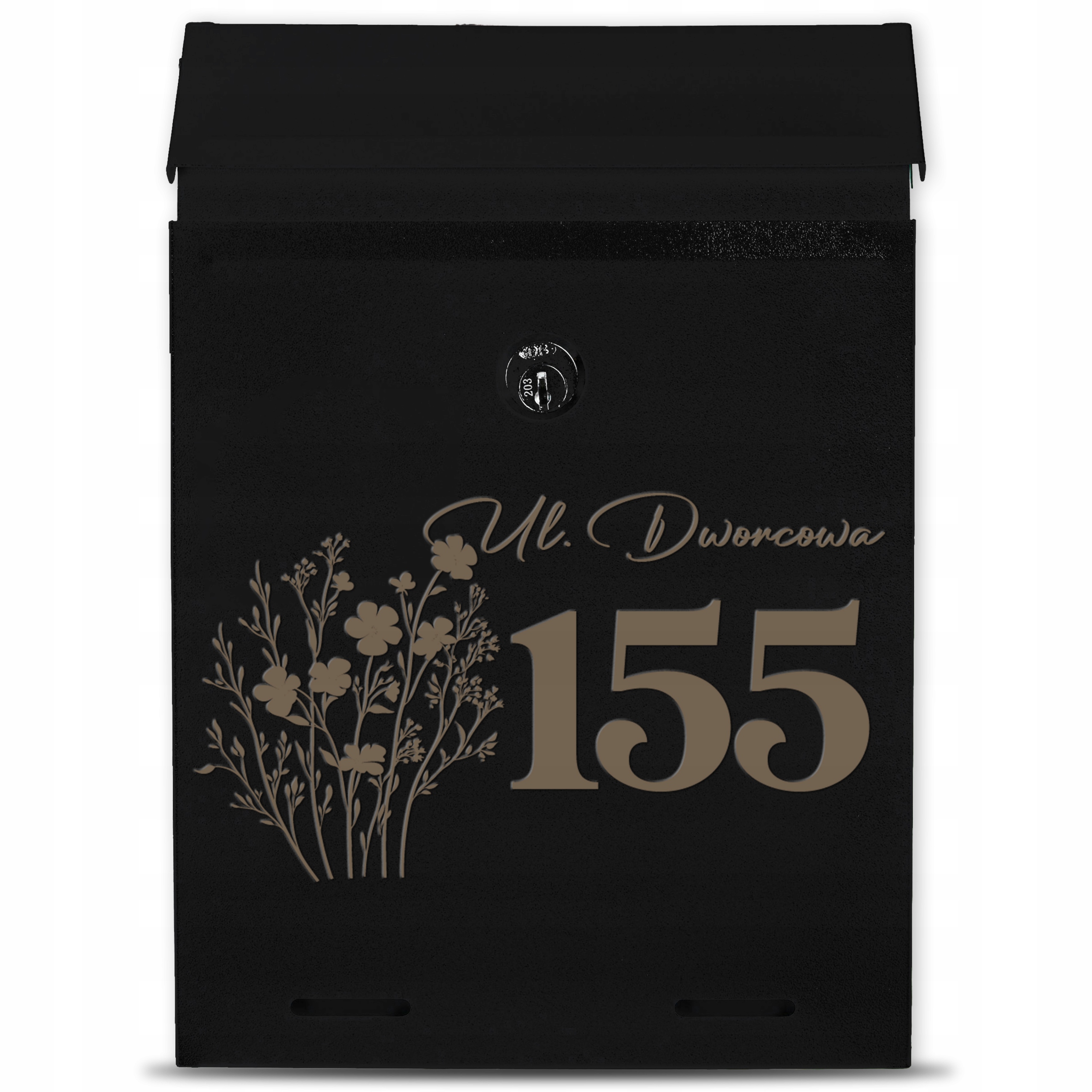 Poštovní Schránka Na Dopisy Kovová Personalizovaná Černá C5 Gravírování Adres