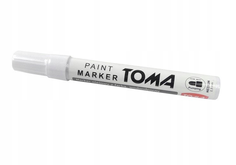 

Pisak do Opon Metalu Biały marker flamaster Toma