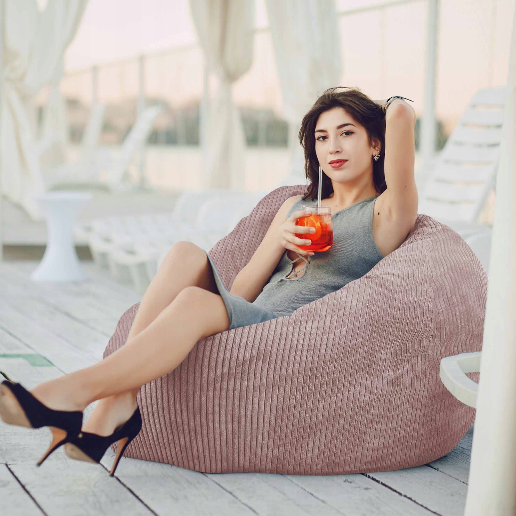 Pufa Silver Pink Worek Sztruksowy Fotel Producent Polski Puf XXL do Salonu EAN (GTIN) 5904806008916