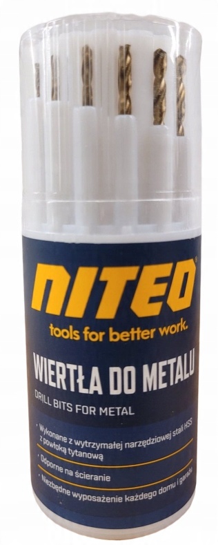 

Wiertła do metalu z powłoką tytanową Niteo 11szt.