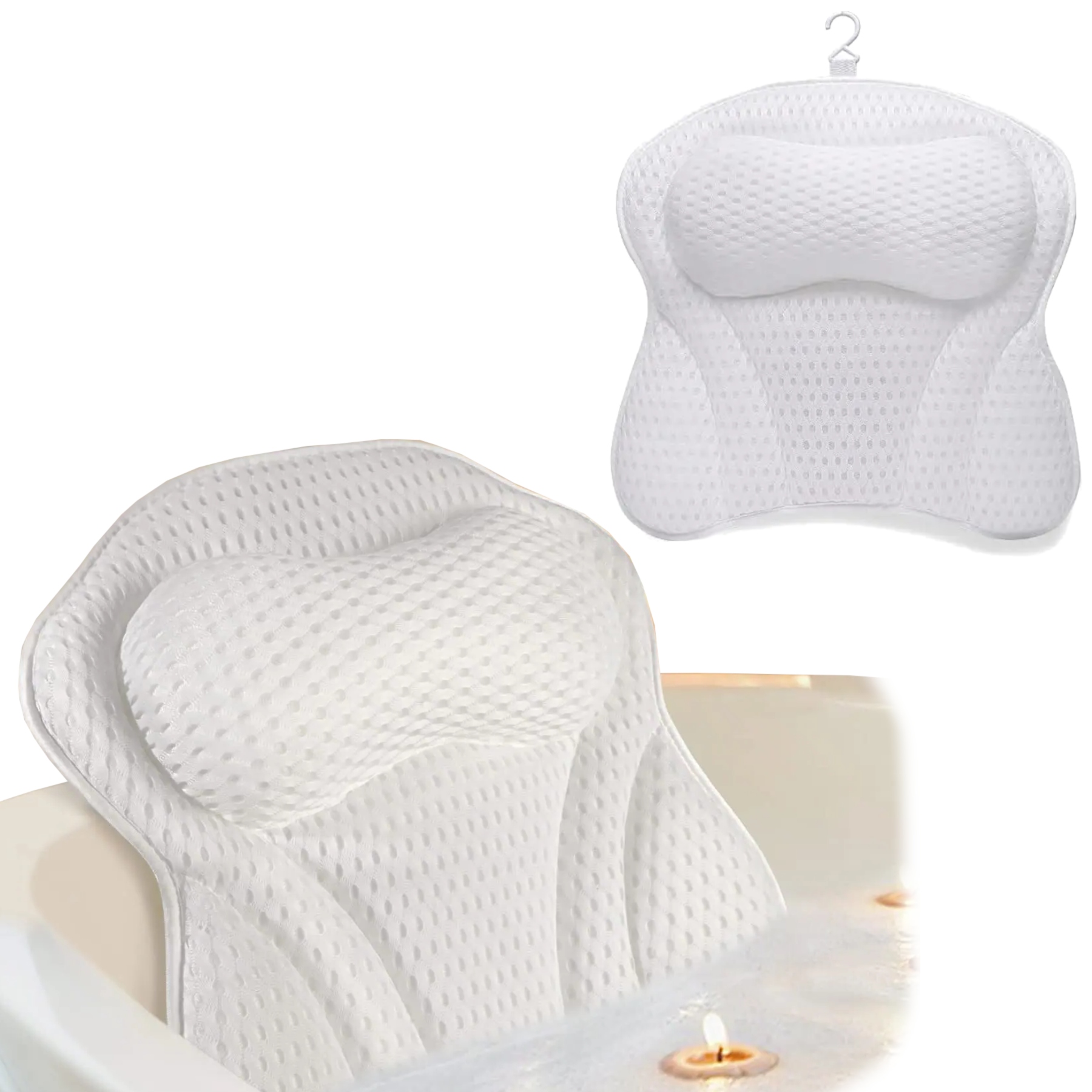 DUŻA PODUSZKA KĄPIELOWA DO WANNY SPA KĄPIELI ZAGŁÓWEK Z 6 PRZYSSAWKAMI