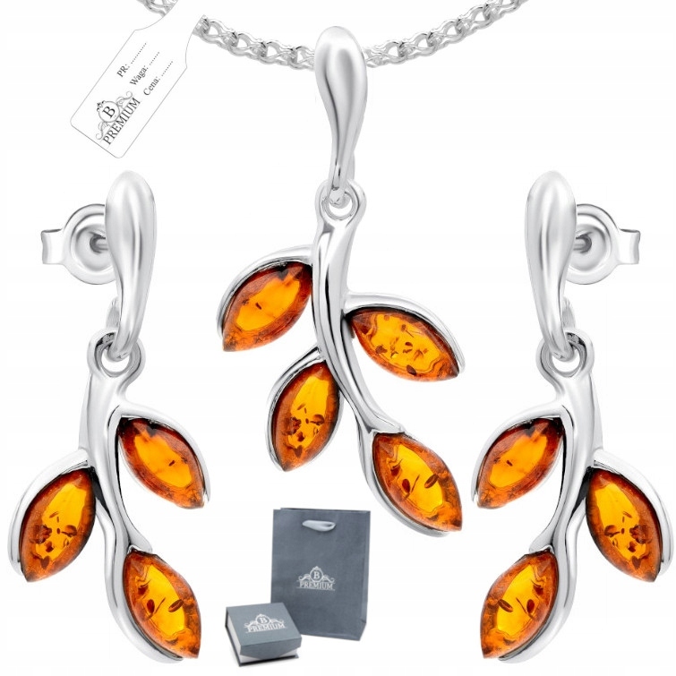 

Komplet biżuterii srebrnej 925 z Bursztynem Zestaw