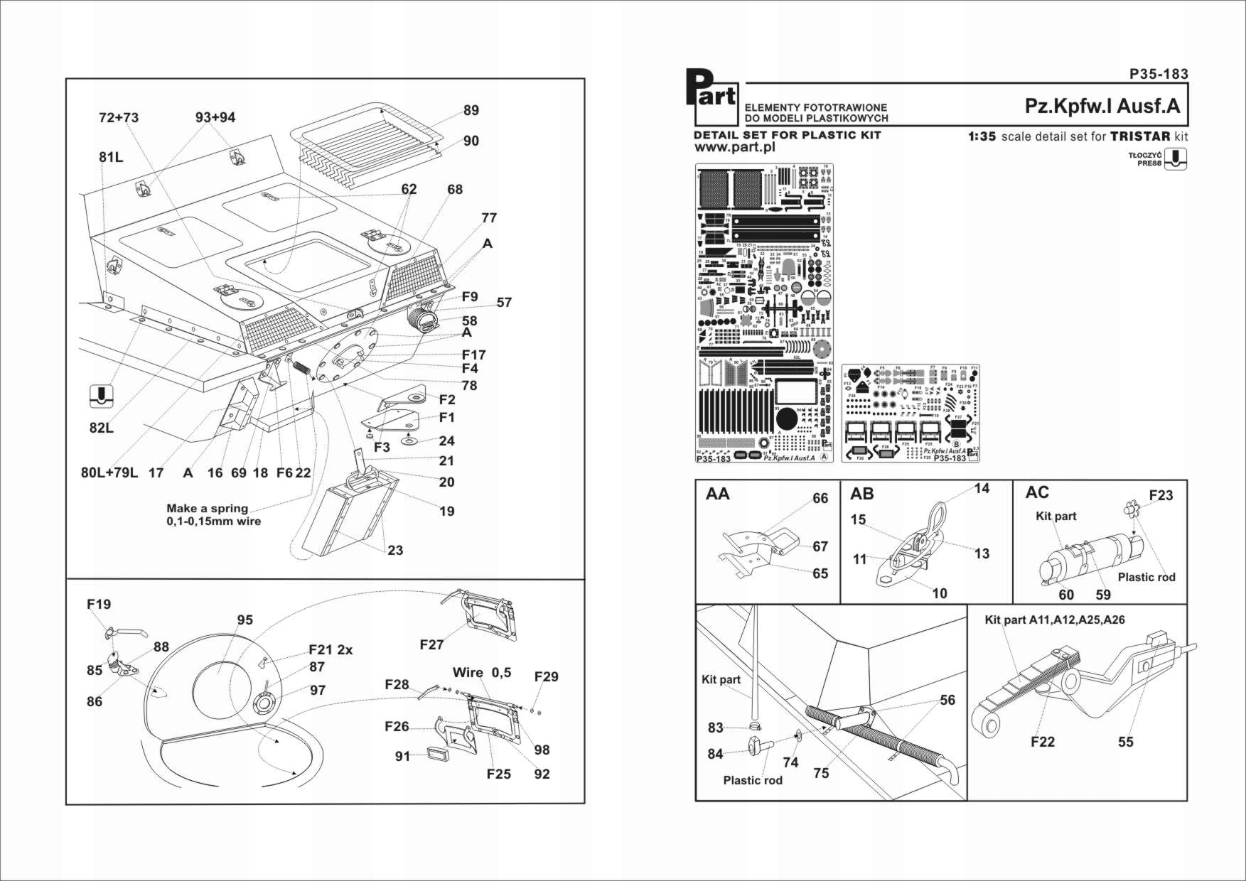 Část P35-183 1/35 Pz.Kpfw.I Ausf.A (Tristar)