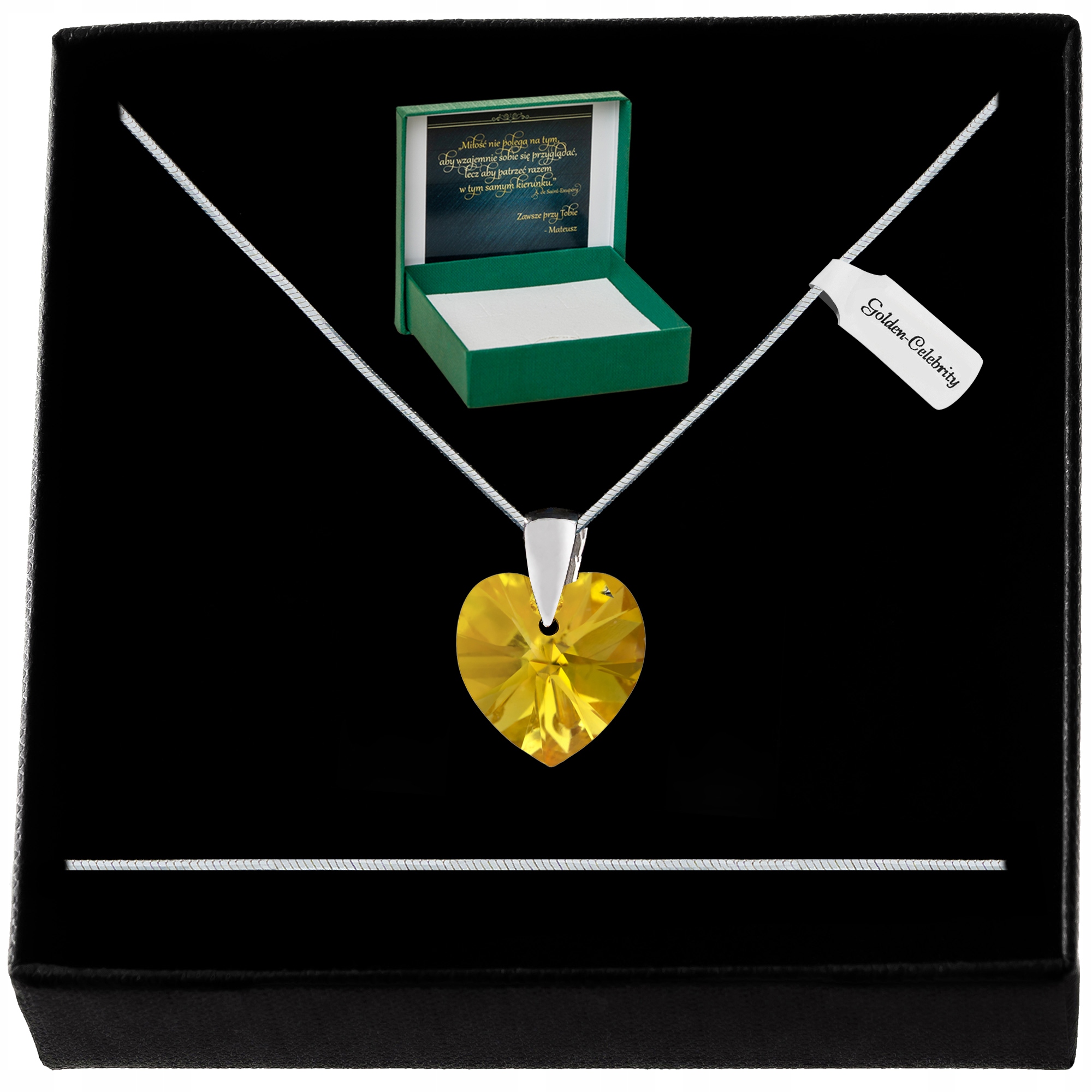 Stříbrný Náhrdelník Srdce Swarovski 925 Řetízek Přívěsek Dárek Pro Ni