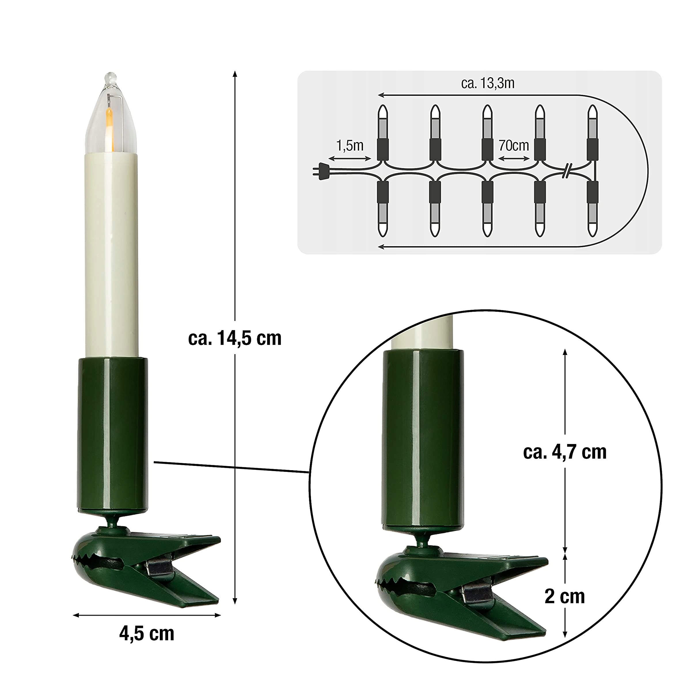 Hellum Lampki Choinkowe Świece na Choinkę LED 13m — miniatura 3