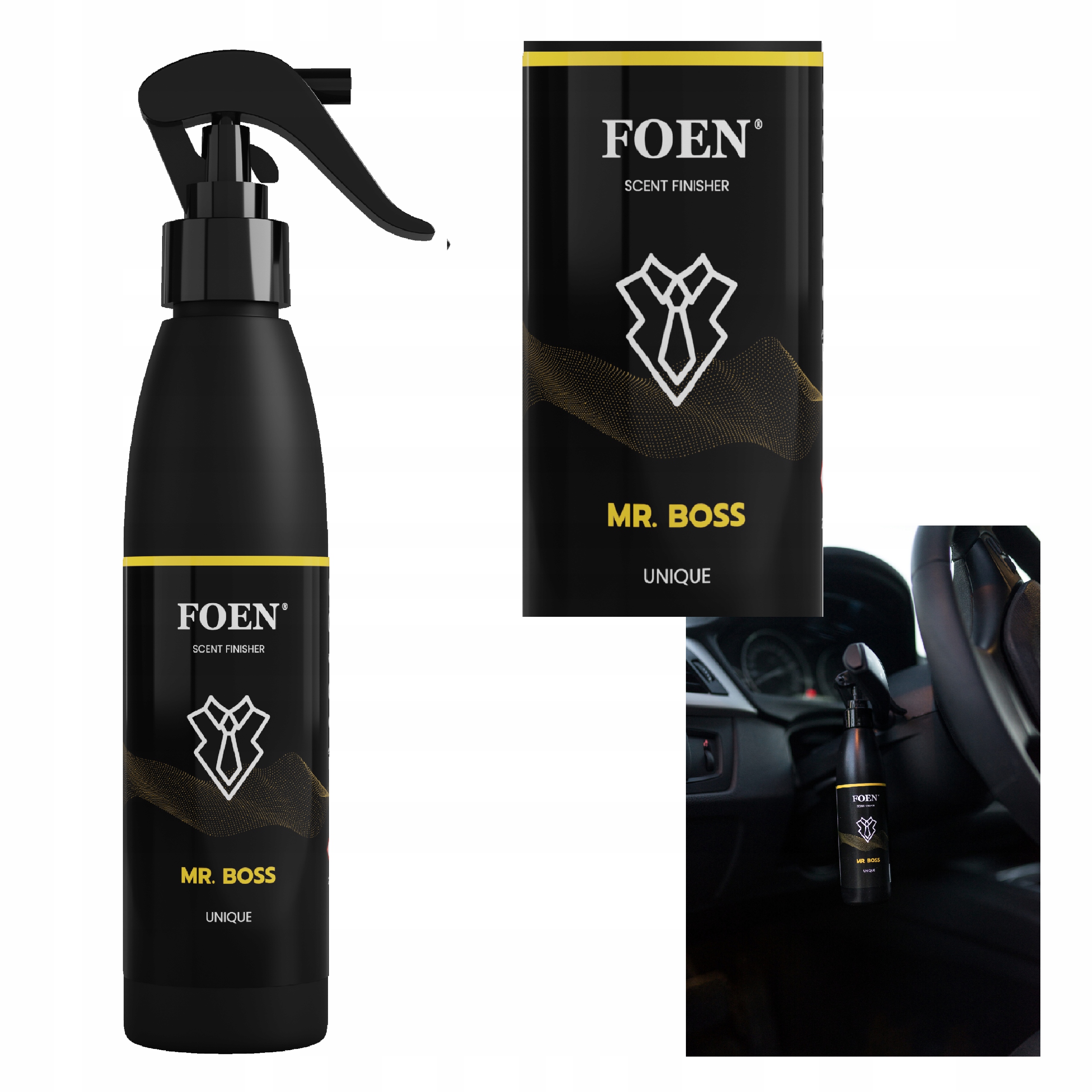 Perfumy Dom Samochód Zapach Foen Mr Boss 185ml drewno cedrowe mahoń jabłko