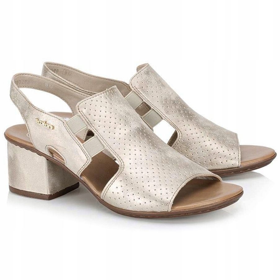 Dámské sandály Rieker 64665-60 Beige zlaté Eko Kůže Vel. 36