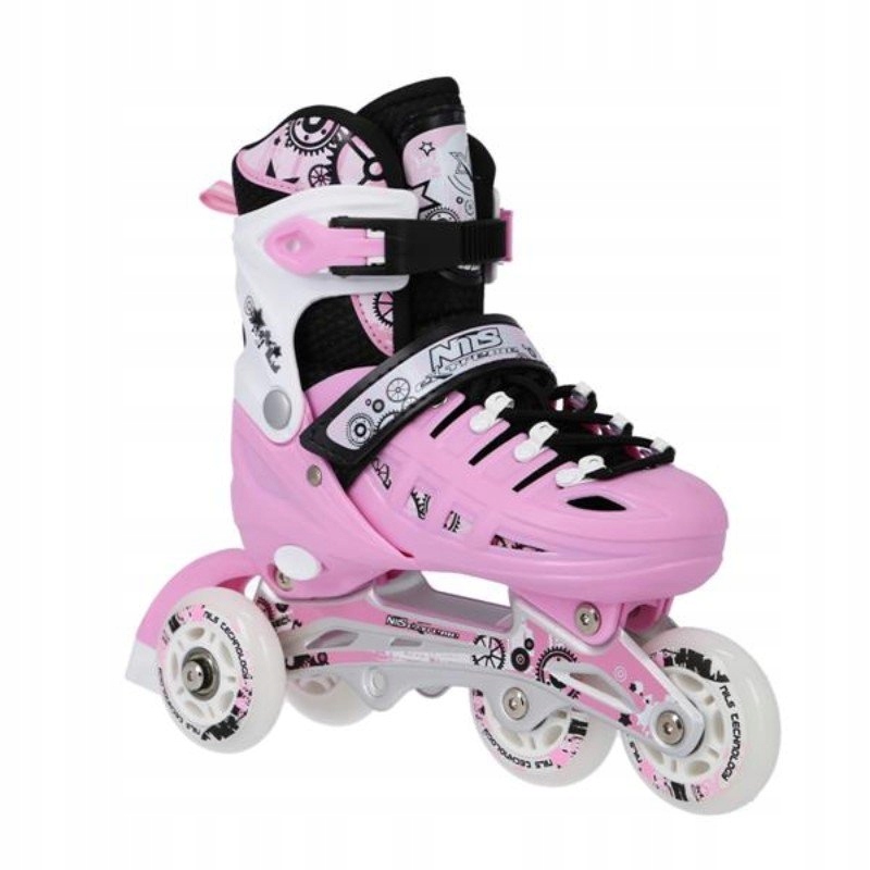 NILS ŁYŻWOROLKI 4W1 RÓŻOWE M(35-38) NH10905 ROLKI ŁYŻWY ROLKI REGULOWANE Materiał kół PU