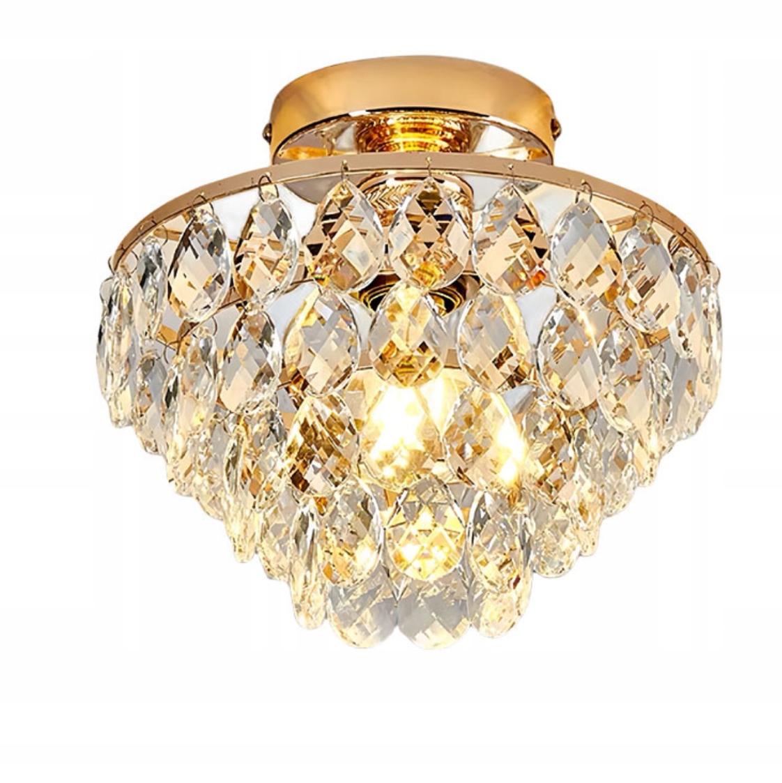 Kryštálový luster, zlatá stropná krištáľová lampa do obývacej izby a spálne