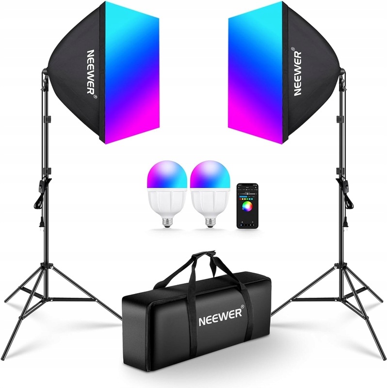 Neewer NK800 softbox, 2x trvalé Rgb Led fotosvětlo, 2x softbox, 2x 26W Led