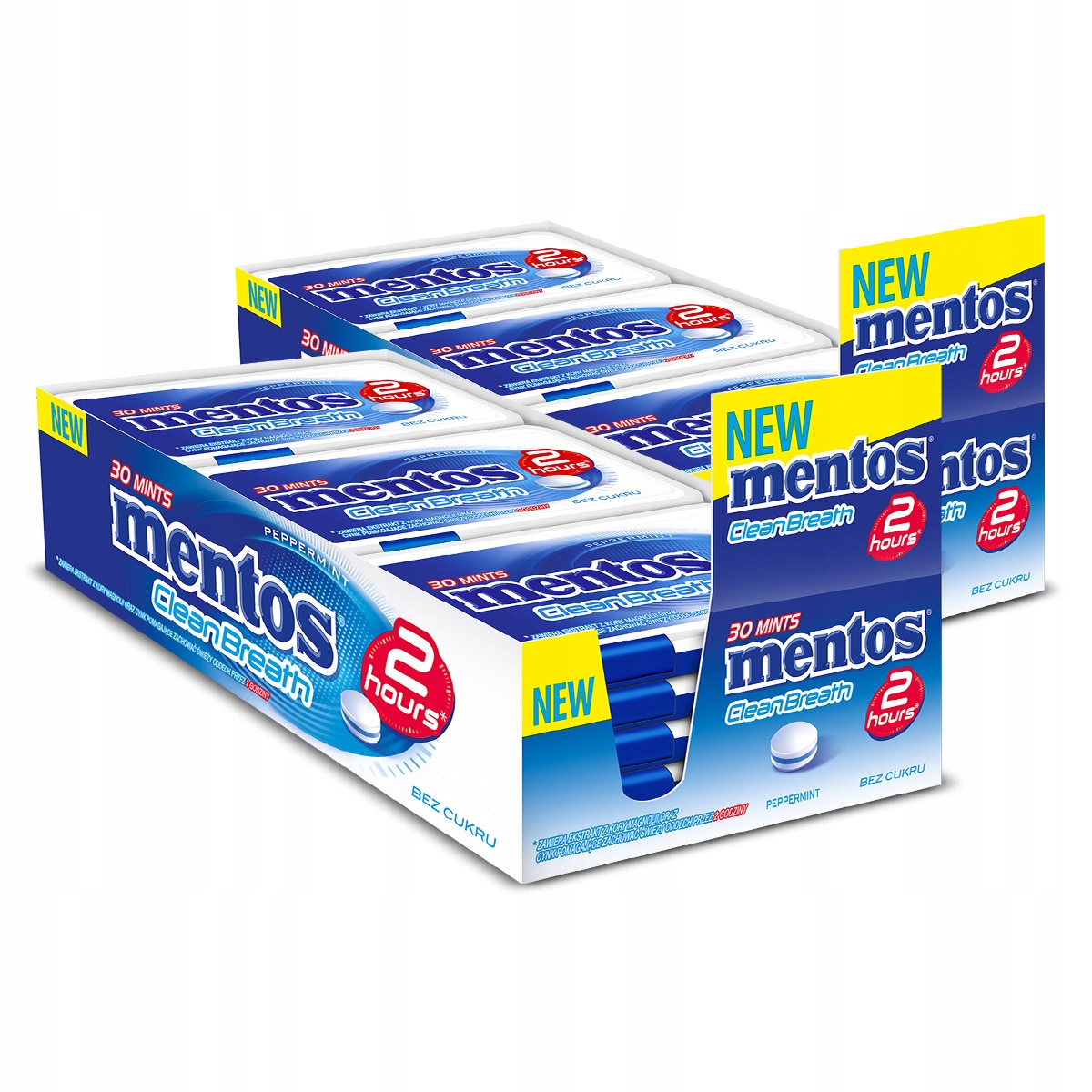 Mentos Clean Breath pastylki cukierki bez cukru Peppermint 24x21g