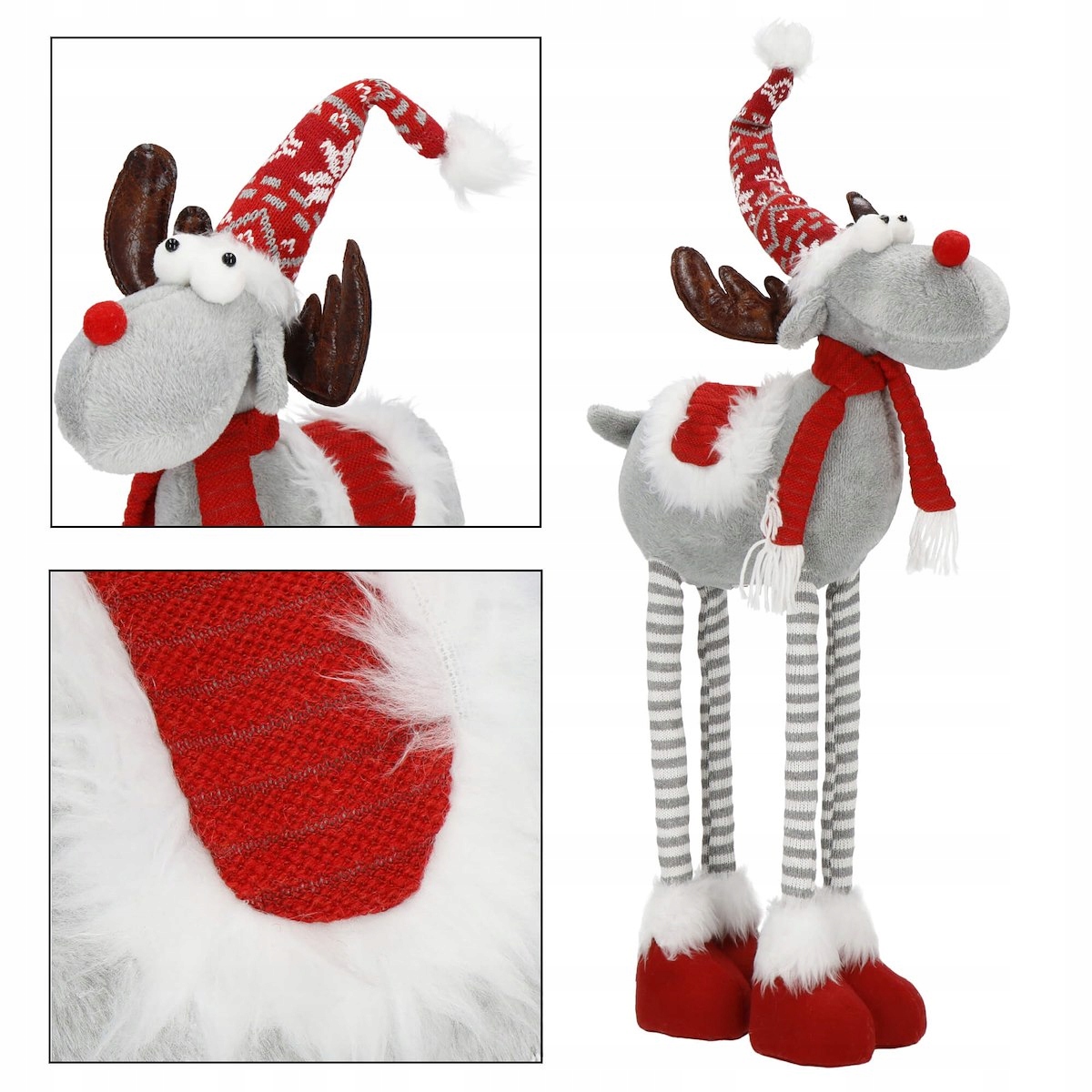 RENIFER ŚWIĄTECZNY TELESKOPOWY POD CHOINKĘ 85cm DEKORACJA ŚWIĄTECZNA + LED Szerokość produktu 8 cm