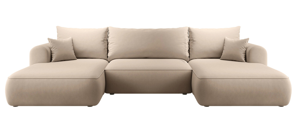 Rohová Sedací Souprava s funkcí spaní Ovo U-tvarovaná, béžová, univerzální velur