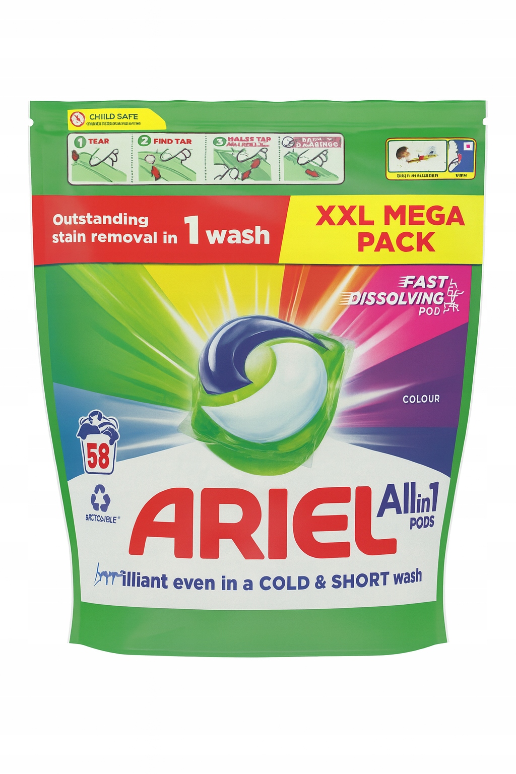 Levně Ariel All in Pods Color 58 XXL pracích kapsle