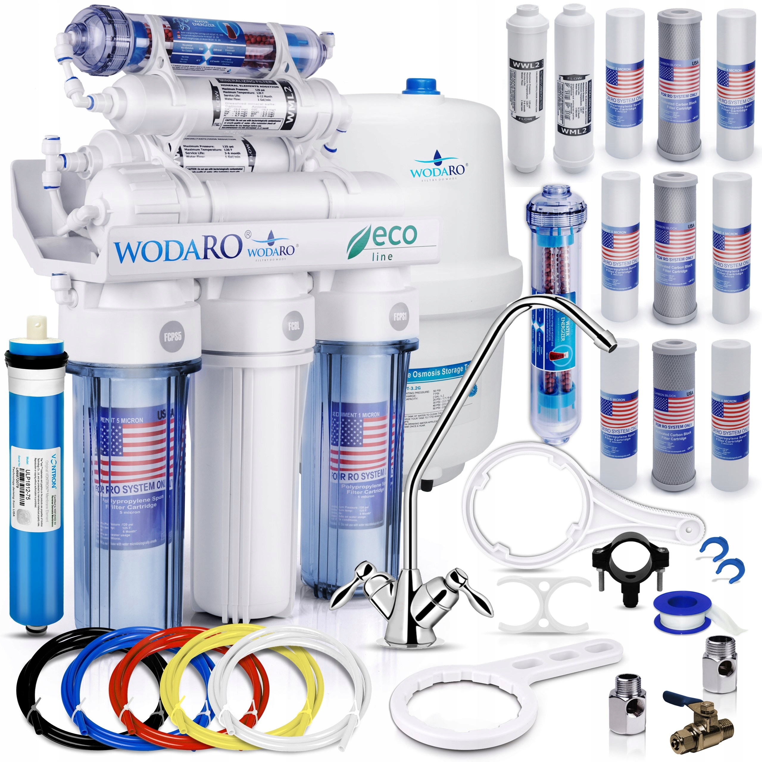 Filtr wody Odwrócona Osmoza RO7 WodaRO Eco Mineralizator Jonizator Wkłady