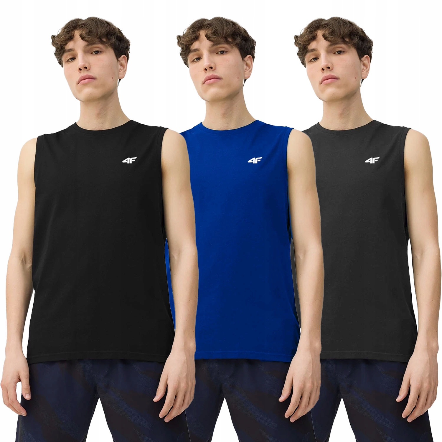 KOSZULKA MĘSKA 4F BEZRĘKAWNIK BAWEŁNIANY BEZ RĘKAWÓW ZESTAW 3PAK LIMITOWANA Płeć mężczyzna