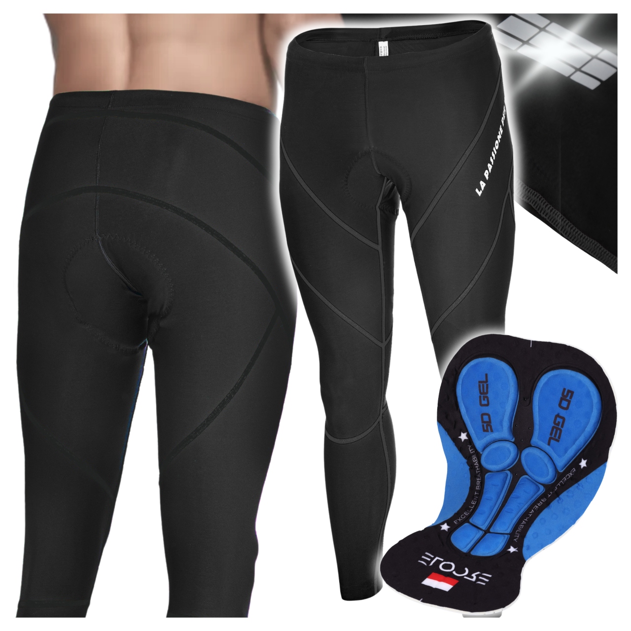 Pánské cyklistické kalhoty s gelovou vložkou 3XL na kolo, zateplené