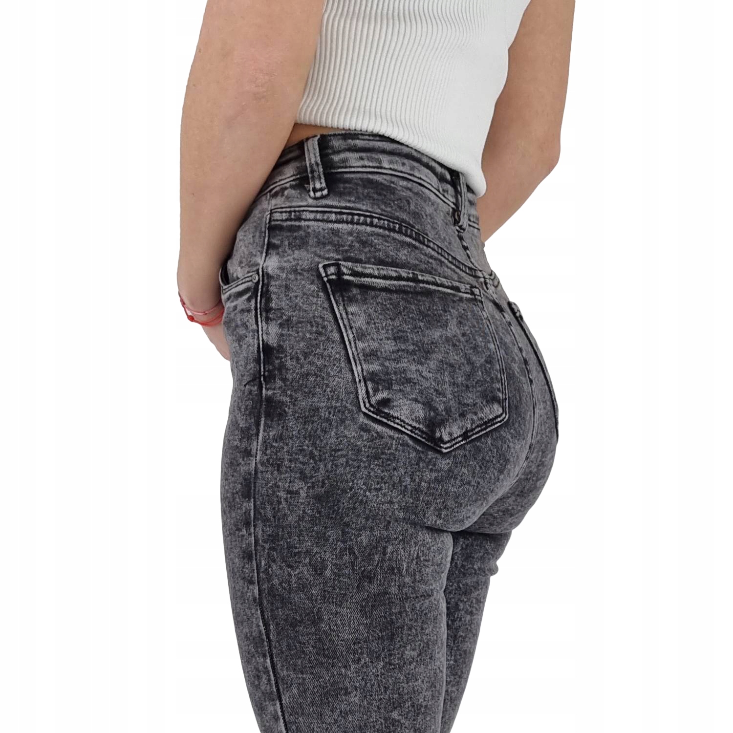 Klasyczne Damskie Spodnie Jeans Rurki Wysoki Stan