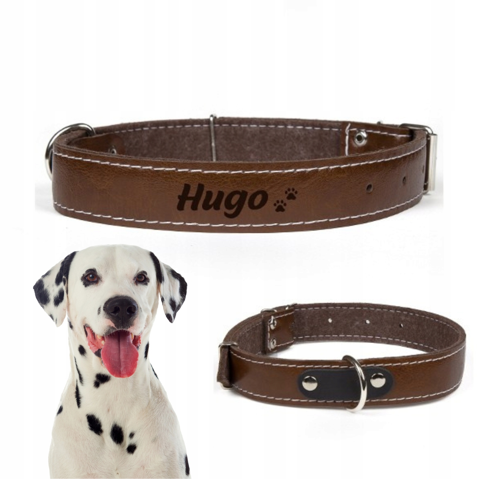 Levně Kožený obojek pro psa s gravírovaným jménem Bonus Dogeste L