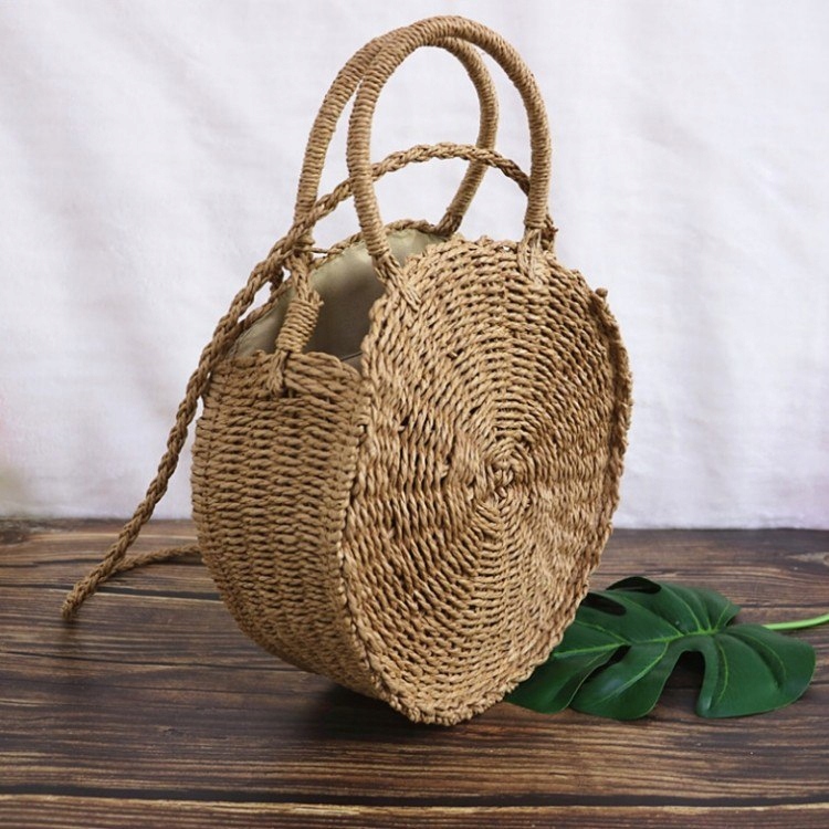 TOREBKA WIKLINOWA OKRĄGŁA PASEK MODNA CAMEL Marka bez marki